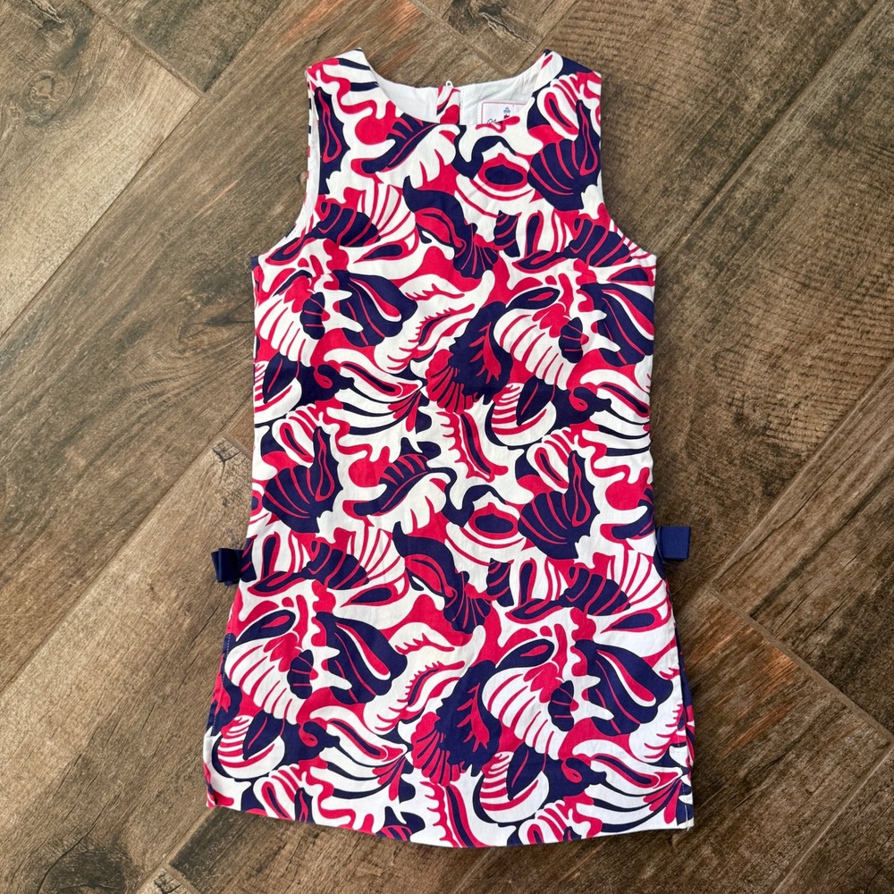 Classic Prep Girls Madison Roton Point Print Romper Dress, Navy Red, 10